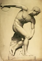 円盤投げの選手、古典的な彫刻の絵、c.1874（鉛筆、紙にクレヨン）